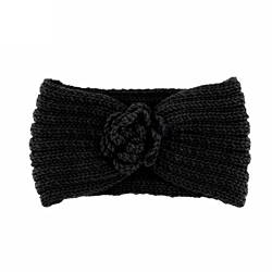 Handgehäkeltes -Stirnband für Damen, warmes Stirnband, gestricktes Mode-Stirnband Sporttuch Damen (Black, One Size) von OBiQuzz
