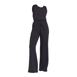 Jumpsuit Damen Elegant - Sommer Lang Strand Jumpsuits Ärmellos Overall Casual Weites Bein Hosenanzug Mit Gürtel O-Ausschnitt Romper Casual Einfarbig Playsuit Joggingsanzug Trainingsanzug Sport Outfits von OBiQuzz