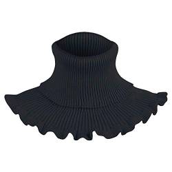Künstlicher Strickkragen-warmer Rollkragen Damen-Rollkragen-Rollkragen-abnehmbarer Schal Schal Blau Gepunktet (Black, One Size) von OBiQuzz