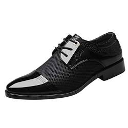 OBiQuzz Anzug Bequeme Schnürsenkel Schuhe Männliche Schuhe Hochzeit Männer Business Casual Herren Lederschuhe Sportswear Herren Schuhe (Black, 41) von OBiQuzz