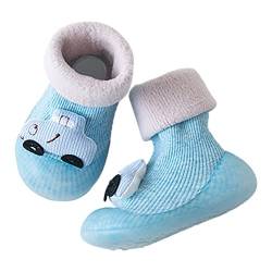 OBiQuzz Babyschuhe Mit Ledersohle Socken Schuhe Baby Indoor rutschfeste weiche Unterseite Kleinkind Schuhe warme Socken Schuhe Schwarz Damen (A, 21 Infant) von OBiQuzz