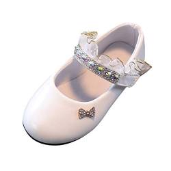 OBiQuzz Ballerinas Mädchen Weiß Mary Jane Schuhe Flache Schuhe Bowknot Prinzessin Schuhe Elegant Kleidschuhe Ballerinas Abendschuhe Festliche Schuhe rutschfest Lackschuhe Kinderschuhe Schulschuhe von OBiQuzz