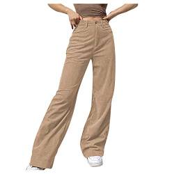 OBiQuzz Cordhose Damen Weites Bein Harem Cord Hose Elastische Taille Tapered Hosen Corduroy Einfarbig Freizeithosen Kordelug Haremshose Mit Taschen Breite Straight Leg Hosen Baggy Streeswear von OBiQuzz