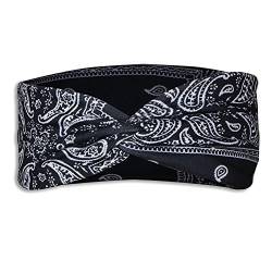 OBiQuzz Elastic Wrap Frauen Band Head Hair Print Bandana Stirnband Stirnband Stirnband Dünner Gummifaden (Black, S) von OBiQuzz