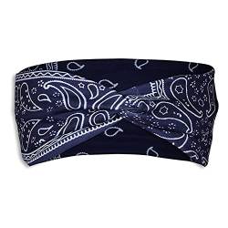 OBiQuzz Elastic Wrap Frauen Band Head Hair Print Bandana Stirnband Stirnband Stirnband Dünner Gummifaden (Dark Blue, S) von OBiQuzz