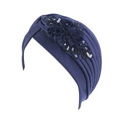 OBiQuzz Frauen Kopftuch Hut Mütze Haar Schal Turban Kopftuch Turban Hüte Kopfbedeckung Ohrenwärmer Herren Stirnband (Navy, One Size) von OBiQuzz