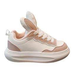 OBiQuzz Kinder-Sneaker für und Mädchen mit Farbblockmuster und, 3D-Häschen-Dekoration, Schnürschuhe mit weicher Sohle Sandale Elegante (Pink, 28 Little Child) von OBiQuzz