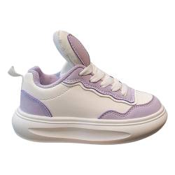 OBiQuzz Kinder-Sneaker für und Mädchen mit Farbblockmuster und, 3D-Häschen-Dekoration, Schnürschuhe mit weicher Sohle Sandale Elegante (Purple, 28 Little Child) von OBiQuzz