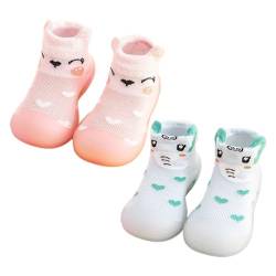 OBiQuzz Kleinkind Baby Mädchen Socke Schuh Elastische Indoor Slipper Infant Erste Cartoon Katzen Weiche Sohle Gummi Schuhe Workout Outfit (Pink, 26) von OBiQuzz