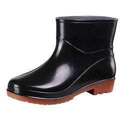 OBiQuzz Kurze Regenstiefel für Damen wasserdichter Regenstiefel zum Hineinschlüpfen Gartenstiefel Damen Gummi Außenarbeit mit Komfort Schuhe Schuhe Damen (Black, 40) von OBiQuzz