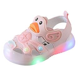 OBiQuzz Licht auf LED Babyschuhe Kinderschuhe Sandalen mit weichen Sohlen Kinder Strandschuhe Sandale Casual Cartoon Duck Schuhe Lauflernschuhe Baby (Pink, 21 Toddler) von OBiQuzz