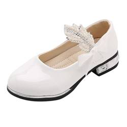 OBiQuzz Mädchen Kleid Schuhe für Mädchen Hochzeit Bowknot Mädchen Schuhe Prinzessin Party Schule Schuhe Low Heel für kleine oder große Sandalen Breite Füße Kinder (White, 28.5 Little Child) von OBiQuzz