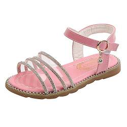 OBiQuzz Mode Frühling Sommer Kinder Sandalen Mädchen flache offene Zehenschnalle leicht und bequem einfarbig Strass Kinder 37 (Pink, 33 Big Kids) von OBiQuzz