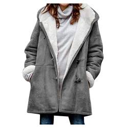 OBiQuzz Plüschmantel Damen Lang Warm Gefüttert Teddyfell Winter Jacke Teddyfutter Winddicht Winterparka Wasserdichter Wintermantel Mit Reißverschluss Windjacke Winter Parka Oberbekleidung Outwear von OBiQuzz