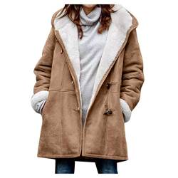 OBiQuzz Plüschmantel Damen Lang Warm Gefüttert Teddyfell Winter Jacke Teddyfutter Winddicht Winterparka Wasserdichter Wintermantel Mit Reißverschluss Windjacke Winter Parka Oberbekleidung Outwear von OBiQuzz