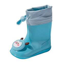 OBiQuzz Stiefel Leichte Wassergummistiefel Gummi für Kinder Regen rutschfeste Mädchen Regen und für Stiefel gefüttert mit Kordelzug Schuhe Mädchen Stiefel Gummistiefel Warm (Blue, 27 Toddler) von OBiQuzz
