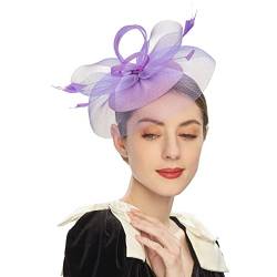 OBiQuzz Tea Party Fascinator Kentuckys Derbys Hut Fascinator Pillbox Hut Stirnband für Cocktail Silikon Haarband (Purple, One Size) von OBiQuzz