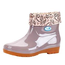 OBiQuzz Toe Damenstiefel Galoshes Round Non-slip Rain Shoes Sportliche Damenstiefel Krankenhaus Schuhe Damen (Beige, 39) von OBiQuzz