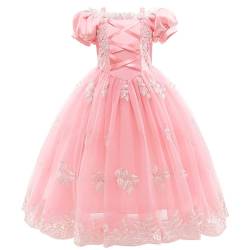 Prinzessin Kleid Mädchen 110 - Puffärmel Prinzessin Kostüm Kinder Cosplay Party Festlich Festkleid Lila Maxikleid Ballkleid Cocktailkleid Mädchen Abendkleid Geburtstagsfeier Kleidung Gr. 100-150 von OBiQuzz