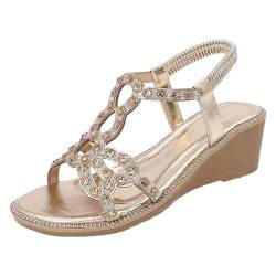 Sandalen Damen Mit Absatz - Keilsandalen Glitzer Strandsandalen Mit Keilabsatz Offener Zeh Freizeitsandalen Strandsandalen Plateau Strandschuhe Keilsandaletten Damensandalen Wedges Sommerschuhe von OBiQuzz