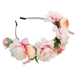 Sommer schöner Kranz Stirnband kleine Gänseblümchen Rose Stirnband Mädchen Erwachsene Kopfbedeckung Haartücher Damen Binden Groß (White, One Size) von OBiQuzz