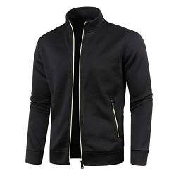 Sweatjacke Herren mit Reissverschluss Ohne Kapuze Klassisch Sportjacke Leichte Jacke Stehkragen Trainingsjacke Strickjacke mit Taschen Freizeitjacke Softshelljacke Laufjacke von OBiQuzz