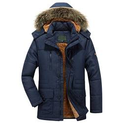 Winterjacke Herren Lang Fleece Winterparka Parka Jacke Skijacke Wintermantel Mit Kunstfell Kapuze Mantel Outdoor Gefütterte Steppjacke Winddicht Outdoorjacke Winter Warm Übergangsjacke Snowboardjacke von OBiQuzz