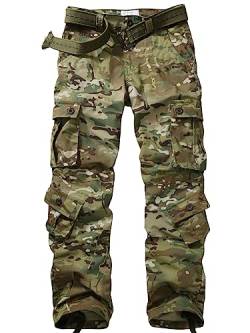 OCANXUE Herren-Wanderhose, wasserdicht, Camouflage, Cargohose, entspannte Passform, Ripstop-Hose, taktische Hose mit 8 Taschen, ohne Gürtel, Cp Camo, 52 von OCANXUE