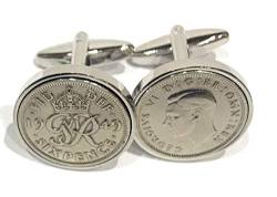 HT Manschettenknöpfe Sixpence-Münze 1949 für den 7. Geburtstag von OCC Old Coin Cufflinks