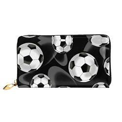 Black Blackgound Rose Leder Lange Handheld Geldbörse Damen Lange Handheld Brieftasche Verwendet für Kreditkarten Bargeld Münzaufbewahrung, Fußball Schwarz, One Size, Casual von OCELIO