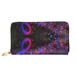 Bunte Galaxy Musik Note Leder Lange Handheld Brieftasche Damen Lange Handheld Brieftasche Verwendet für Kreditkarte Bargeld Münzen Lagerung, Bunte Galaxie-Musiknote, One Size, Casual von OCELIO