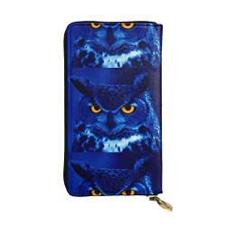 Damen Lange Leder Geldbörse Kartenorganizer Metall Reißverschluss Geldbörse Damen Kreditkarte Tasche Elegante Clutch Bagblue Owl Schwarz Einheitsgröße, Schwarz, One Size von OCELIO