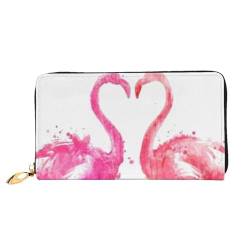 Französische Mode Modell Frettchen Leder Lange Handheld Brieftasche Damen Lange Handheld Brieftasche Verwendet für Kreditkarte Bargeld Münzaufbewahrung, Tinte Flamingos, One Size, Casual von OCELIO