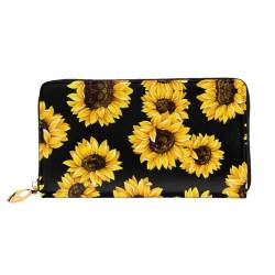 I Love Penguins Leder Lange Handheld Geldbörse Damen Lange Handheld Brieftasche Verwendet für Kreditkarte Bargeld Münzaufbewahrung, Frühling Sonnenblumen Blumen, One Size, Casual von OCELIO