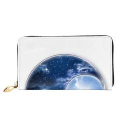 Nette Malteser Welpen Leder Lange Handheld Brieftasche Damen Lange Handheld Brieftasche Verwendet für Kreditkarte Bargeld Münzen Lagerung, Yin Yang Himmel, One Size, Casual von OCELIO