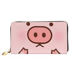 OCELIO Cute Pig Ledergeldbörse mit Reißverschluss für Damen, Clutch, Reisekartenhalter, Geschenk, Schwarz, Einheitsgröße von OCELIO