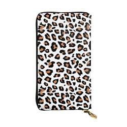 OCELIO Damen Lange Leder Geldbörse Kartenorganizer Metall Reißverschluss Geldbörse Damen Kreditkarte Tasche Elegant Clutch Bagleopard Schwarz Einheitsgröße, Schwarz, One Size von OCELIO