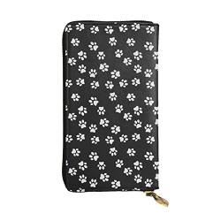 OCELIO Damen Lange Leder Geldbörse Kartenorganizer Metall Reißverschluss Geldbörse Damen Kreditkarte Tasche Elegant Clutch Bagpaw Print Schwarz Einheitsgröße, Schwarz, One Size von OCELIO