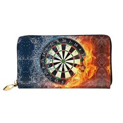 OCELIO Damen Lange Leder Geldbörse Kartenorganizer Metall Reißverschluss Geldbörse Damen Kreditkarte Tasche Elegante Clutch Bagdart Board Schwarz Einheitsgröße, Schwarz, One Size von OCELIO