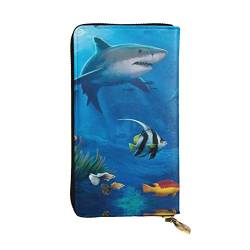 OCELIO Damen Lange Leder Geldbörse Kartenorganizer Metall Reißverschluss Geldbörse Damen Kreditkarte Tasche Elegante Clutch Baggreat White Fish, Schwarz, Einheitsgröße, Schwarz, One Size von OCELIO