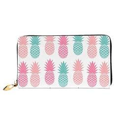 OCELIO Damen Lange Leder Geldbörse Kartenorganizer Metall Reißverschluss Geldbörse Damen Kreditkarte Tasche Elegante Clutch Bagsummer Ananas Schwarz Einheitsgröße, Schwarz, One Size von OCELIO