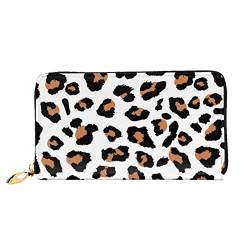 OCELIO Damen Lange Ledergeldbörse, Kartenorganizer, Metall-Reißverschluss, Damen-Kreditkartentasche, elegante Clutch-Brieftasche, Leopardenmuster, Schwarz, Einheitsgröße, Schwarz, One Size von OCELIO