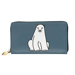 OCELIO Eisbär Ledergeldbörse mit Reißverschluss für Damen, Clutch, Geldbörse, Reisekartenhalter, Tasche, Geschenk, Schwarz, Einheitsgröße von OCELIO