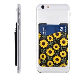OCELIO Handy-Kartenhalter für die Rückseite des Telefons, Leder-Telefonkartenhalter, kompatibel mit iPhone, Android und den meisten Handys Cute Sunflower, Weiß, Einheitsgröße, Weiß, One Size von OCELIO