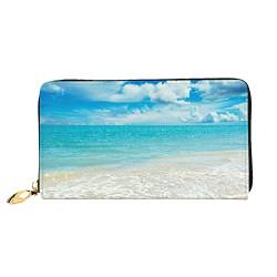 OCELIO Scenic Sea Water Leather Zip Around Wallet Frauen Clutch Geldbörse Reise Kartenhalter Tasche Geschenk, Schwarz, Einheitsgröße von OCELIO