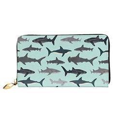 OCELIO Shark Leder Geldbörse mit Reißverschluss für Damen, Clutch, Geldbörse, Reisekartenhalter, Tasche, Geschenk, Schwarz, Einheitsgröße von OCELIO