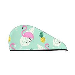 Pinker Flamingo-Ananas-Korallen-Fleece-Hut für trockenes Haar, Bademütze, verwendet für Make-up und Baden von OCELIO