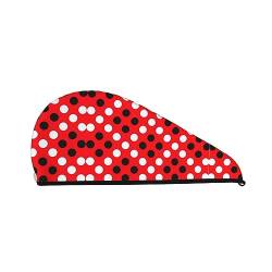 Rot-weiße Polka Dot Korallen-Fleece-Hut für trockenes Haar, Bademütze, für Make-up und Baden von OCELIO