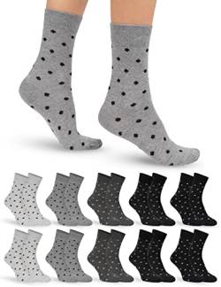 OCERA 10 Paar Damen Socken mit einfarbigem Punkte-Muster - Gr. 35-38 von OCERA