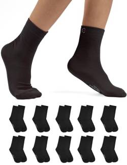 OCERA 10 Paar Kinder Socken für Mädchen und Jungen - Schwarz 27/30 von OCERA